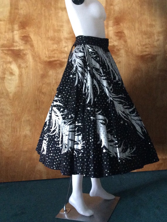 vintage Mexican hand painted circle skirt black s… - image 4