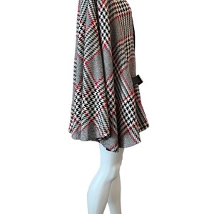 Plaid button front cape with leather belt Venezia Woman red white black fall autumn cape image 3