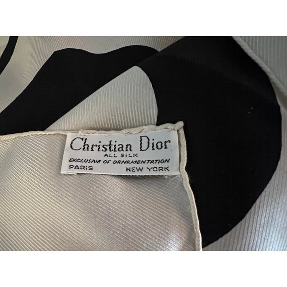 Vintage Christian Dior silk scarf Op Art black an… - image 4