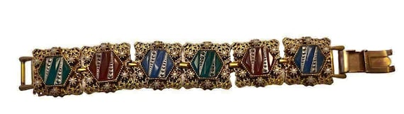 Vintage panel link bracelet Arthur Pepper signed … - image 1
