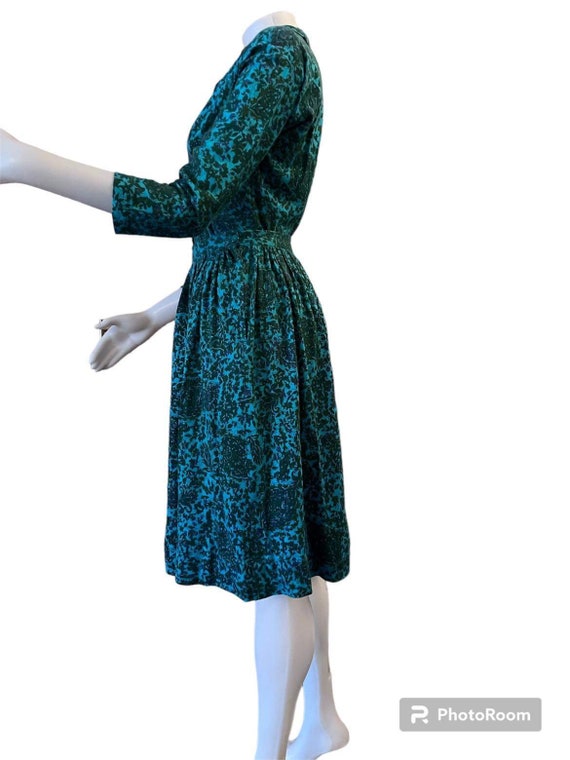 1950s skirt set by Ilene Ricky turquoise floral p… - image 3