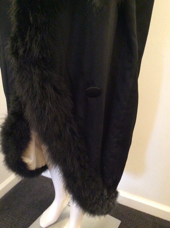 1920’s black silk opera coat with maribou trim 19… - image 4