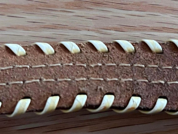 Native American beaded tooled leather belt skinny… - image 9