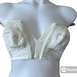 Vintage bra strapless Gay-Life by The Formfit co. boning lace cups deep v sexy vintage bra 1940s 1950s pin-up bra rockabilly burlesque
