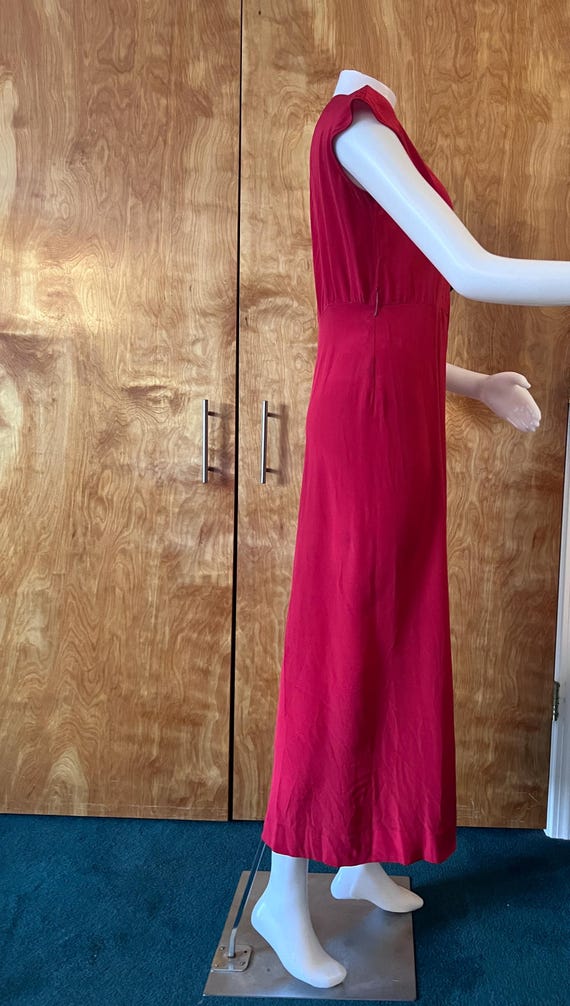 Vintage 1930s beach pajamas jumpsuit red silk - image 4