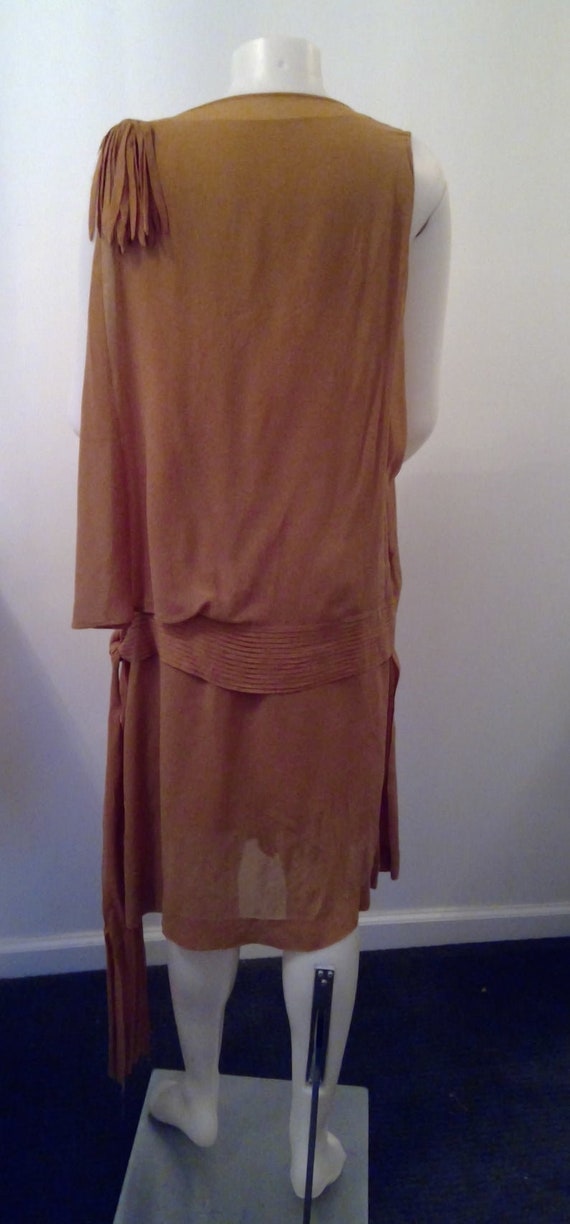 vintage 1920's flapper dress mauve tissue silk dr… - image 3