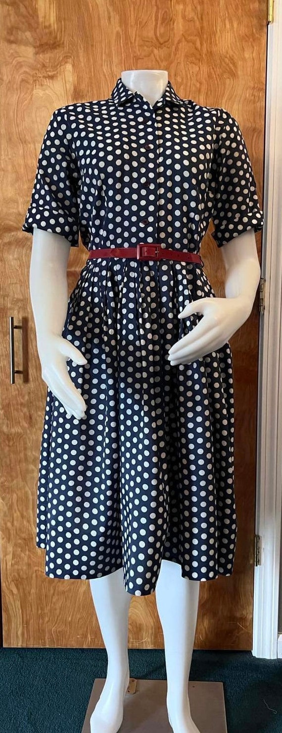 Vintage Lucy dress blue with white polka dots 1960