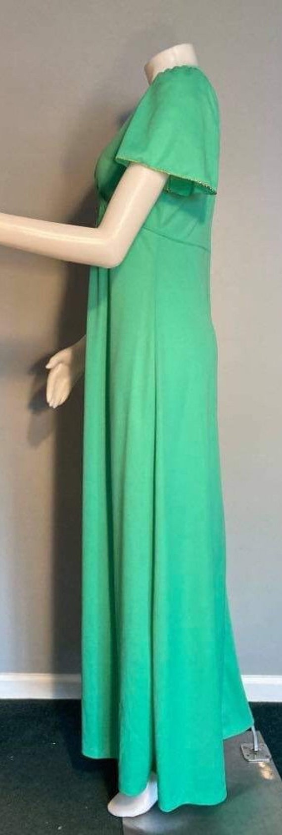 Vintage 1970s maxi dress seafoam green flutter sl… - image 7