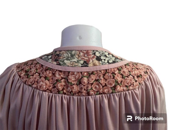 Vintage 1970s THE DRESS dusty rose with floral de… - image 6