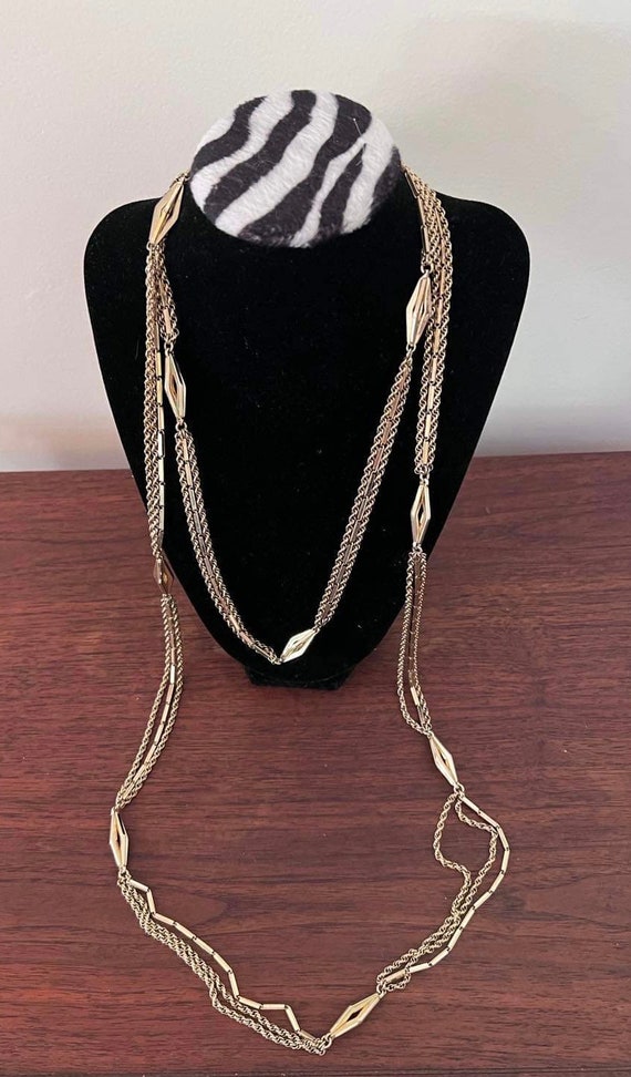 Vintage MONET necklace long gold multi chain mod n