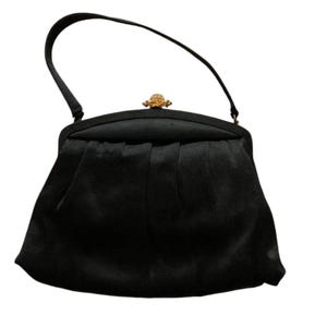 Vintage black purse with rhinestone clasp by Morris Moskowitz evening bag vintage formalwear cocktail party 1940s 1950s purse