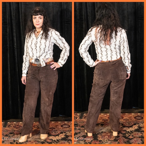 Vintage suede pants brown Sienastudio suede jeans… - image 1