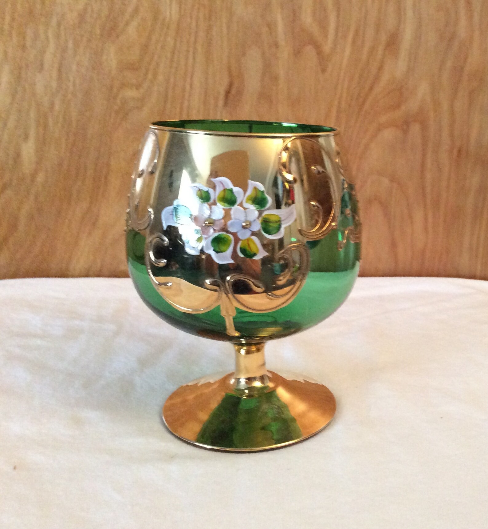 Vintage Murano Glass Glass Brandy Snifter Green Glass Etsy