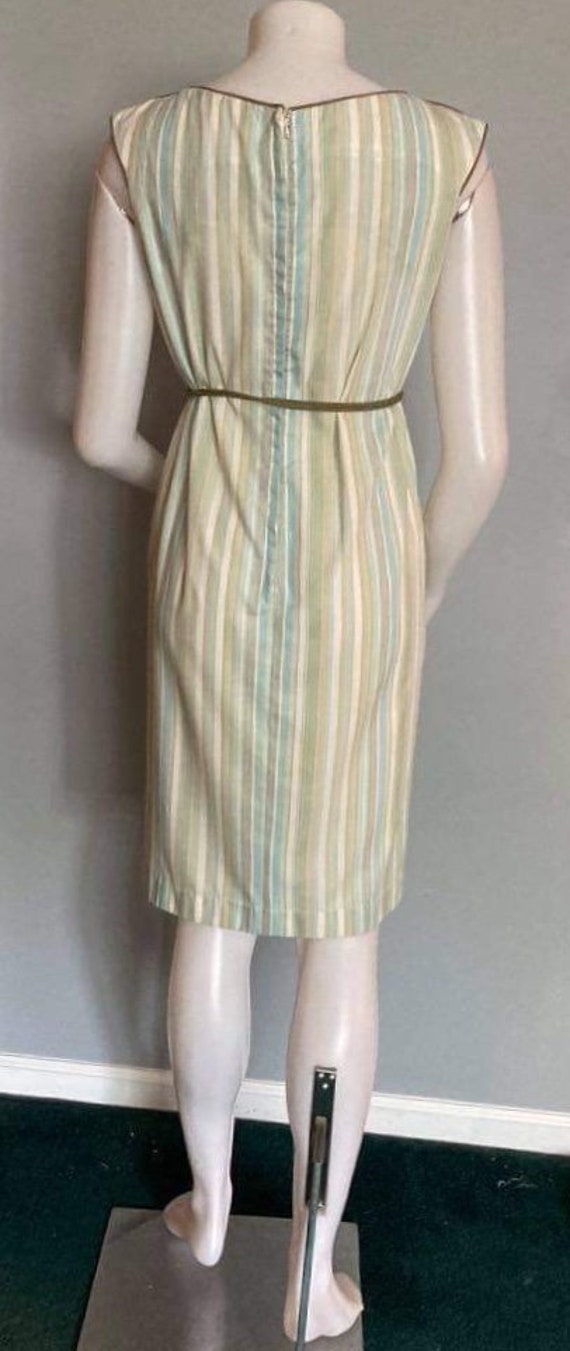 Vintage shift dress 1950s 1960s cotton pastel str… - image 5