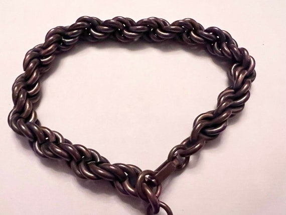 Vintage copper bracelet twisted coil chain dragon… - image 3