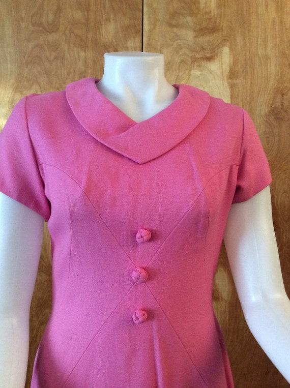 Vintage linen dress by Wilshire of BOSTON pink li… - image 3