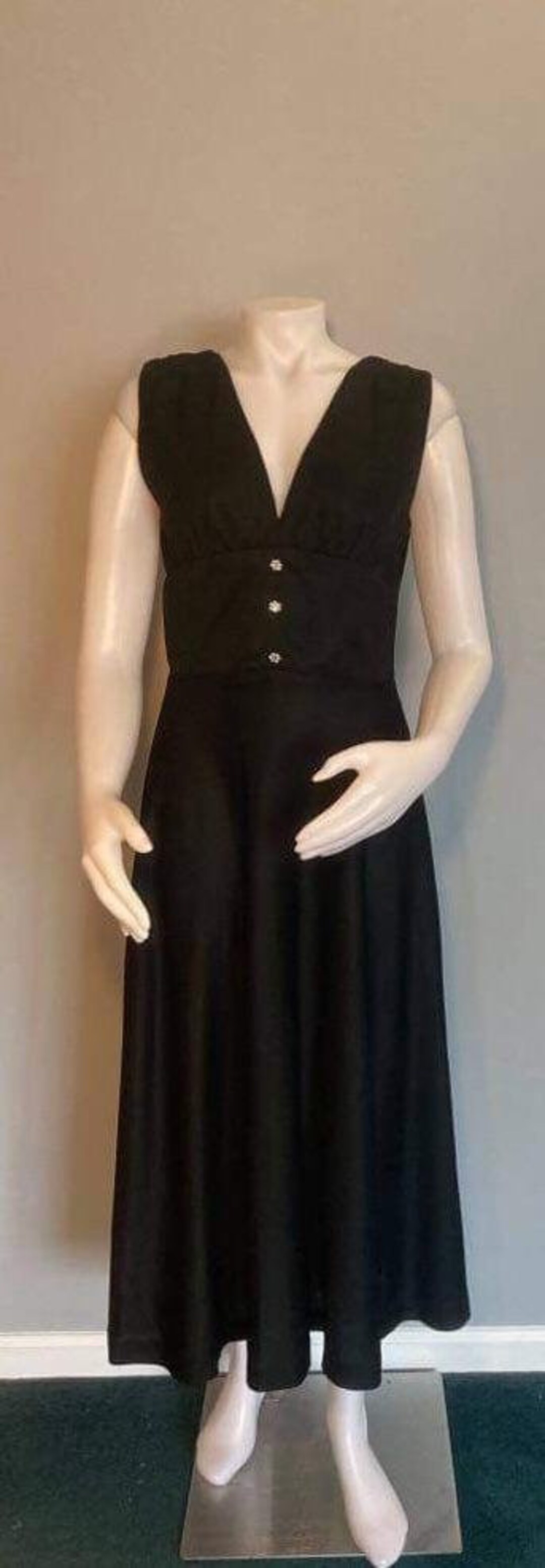 Vintage Disco Dress 1970s Black Sleeveless Dress Rhinestone - Etsy