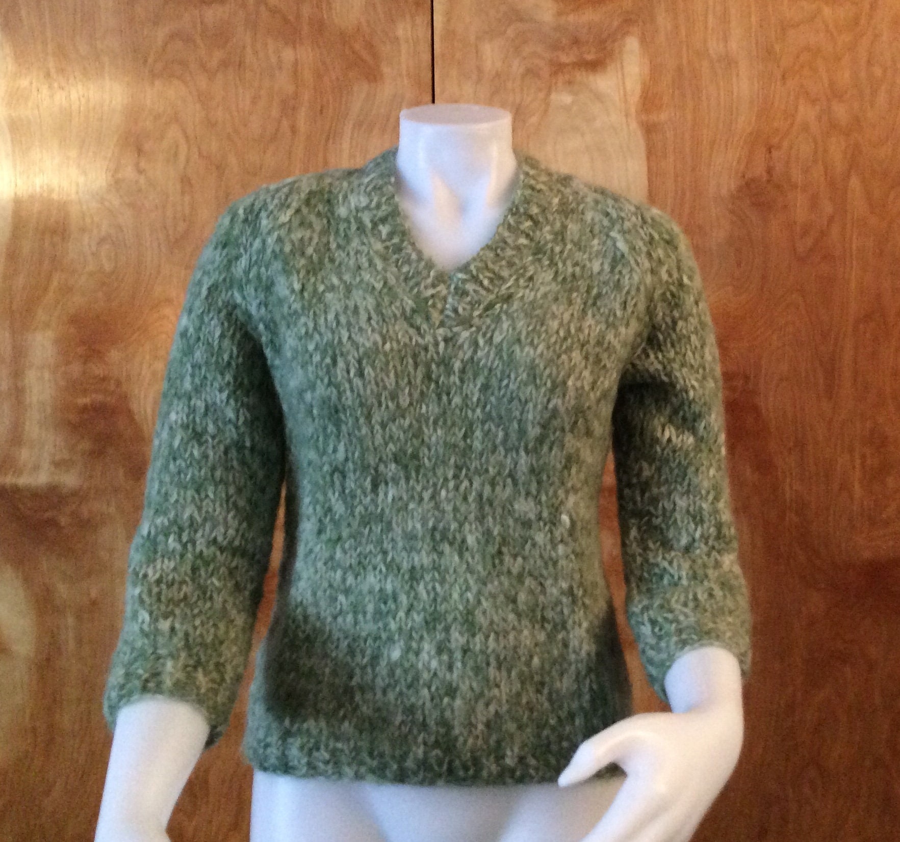 Vintage Mohair Sweater 1950s Green Vneck Pullover Sweater - Etsy