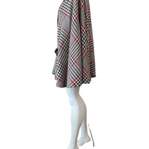 Plaid button front cape with leather belt Venezia Woman red white black fall autumn cape image 2