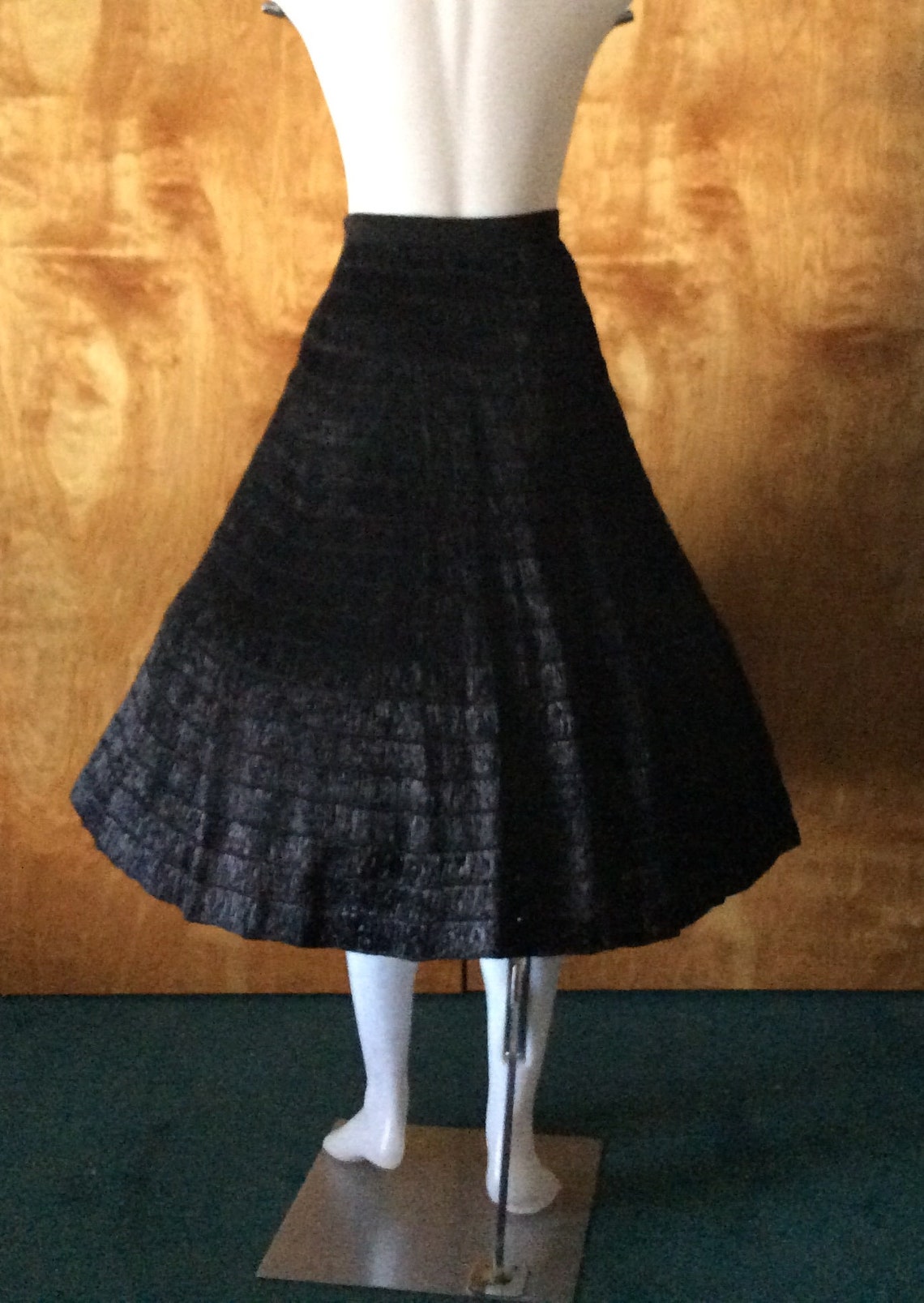 Vintage Black Raffia Skirt Floral Pockets Rare Unique 1950s Etsy