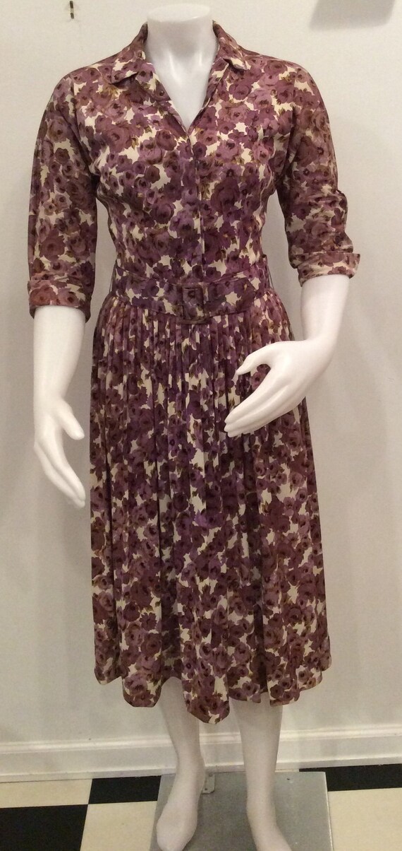 McArthur LTD vintage dress purple floral print be… - image 1