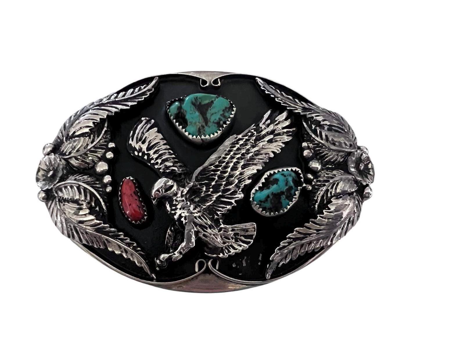 Beautiful Vintage 1960’s Turquoise Inlay Bald Eagle Silver Belt Buckle And Belt Turquoise Eagle Belt Buckle - Etsy main image 3