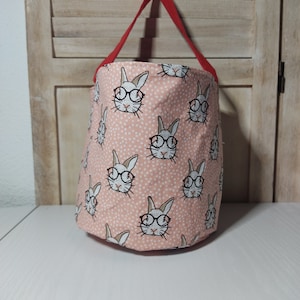 Easter cotton bucket bag with rabbit pattern