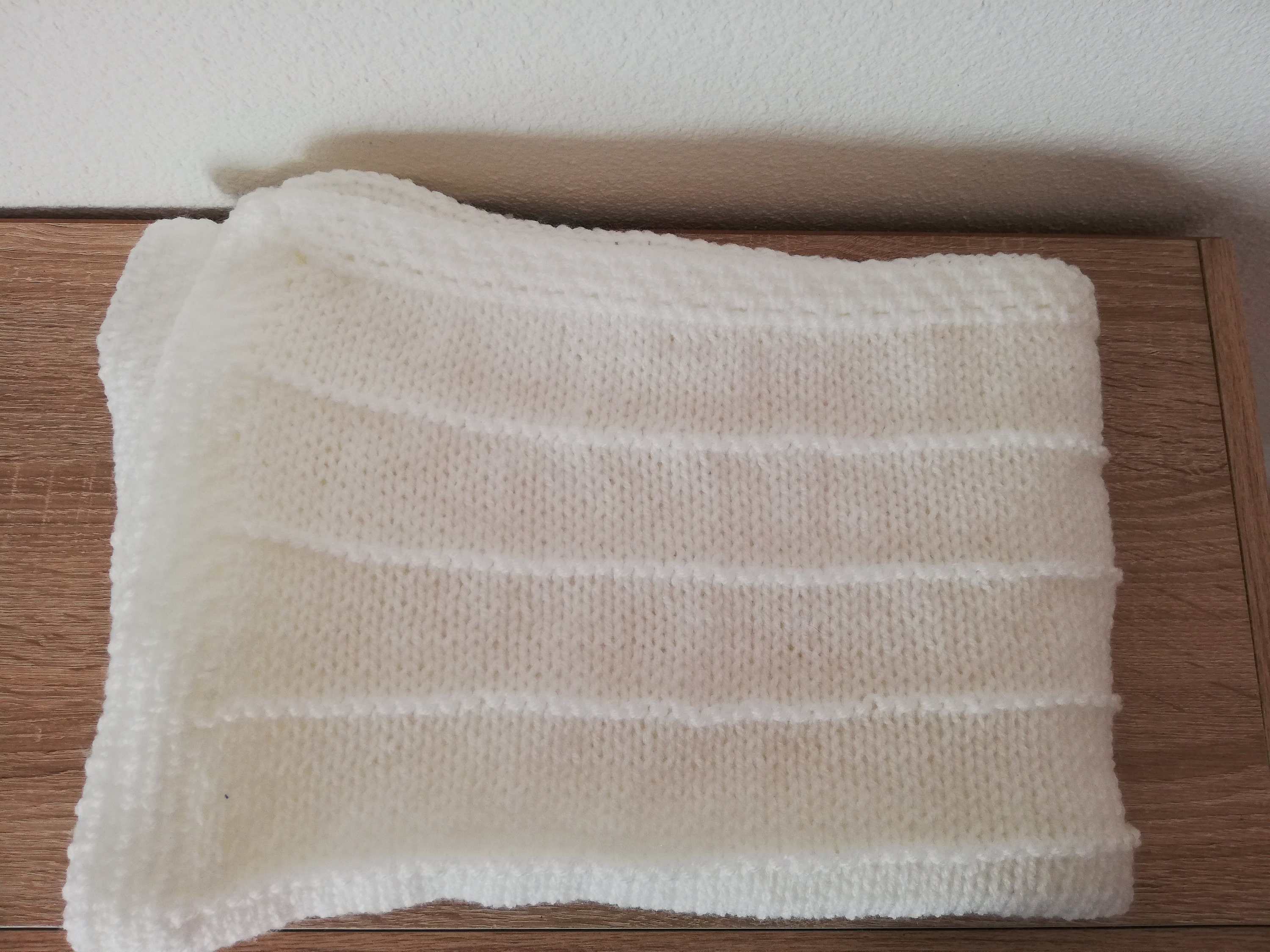 Couverture Bébé Blanche Tricotée Main