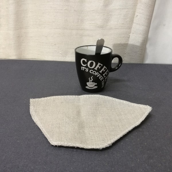 Washable and reusable coffee filter in natural linen