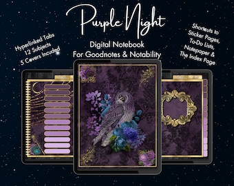 Digital Notebook Goodnotes, Diario de notabilidad de 12 materias, diario digital con hipervínculo, buenas notas de hipervínculo, iPad Notebook, Estudiante digital