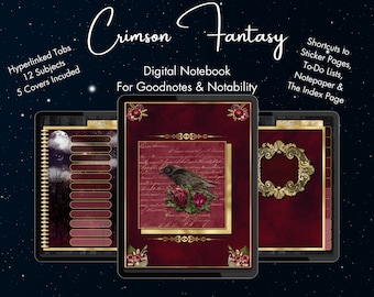 Digital Notebook Goodnotes, Diario de notabilidad de 12 materias, diario digital con hipervínculo, buenas notas de hipervínculo, iPad Notebook, Estudiante digital