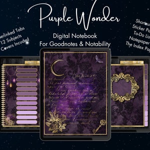 Digital Notebook Goodnotes, 12 subject Notability journal, hyperlinked digital journal, Mystical Journal, iPad Notebook, Digital planner