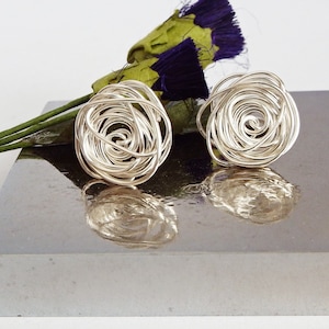 Scottish Rose Silver Stud Earrings, Rennie MacKintosh style, Rose Earrings, Birthday Gift for Mom, Mothers Day Gift