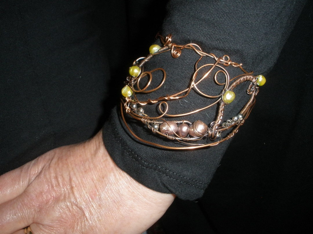 Copper Armband Woven Copper Bangle Bridal Cuff Bracelet Etsy
