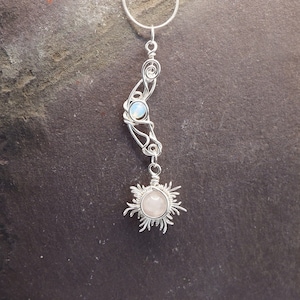 Genuine Handmade, Sterling Silver Sun and Moon Necklace, Celestial Jewelry, White Witch Jewelry,