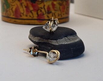 Herkimer Diamond Earrings, Herkimer Diamond Stud Earrings, Gold Post Earrings, Dainty Minimalist Jewelry, April Birthstone, Mothers Day Gift