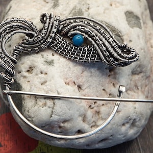 Sterling Silver Shawl Pin, Wire Wrapped Brooch, Cardigan Clip, Celtic Brooch, Sweater Pin, Silver Scarf Pin, Gift for Mom, Anniversary Gifts