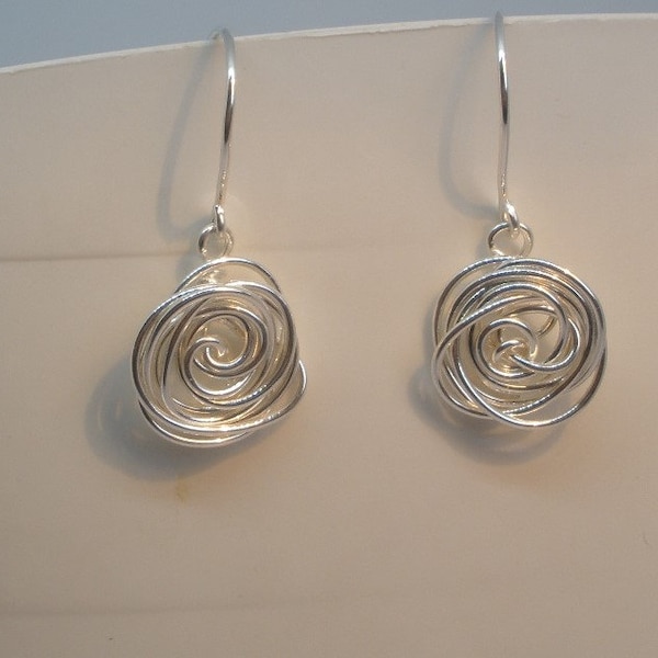 Rennie MacKintosh Rose style silver dangle earrings, Scottish rose earrings, handmade jewelry, art nouveau, bridesmaid gift