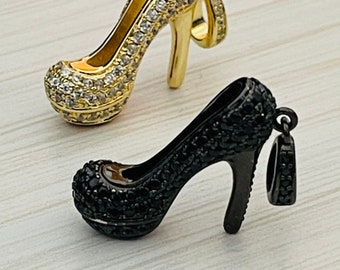 Set of Two Sandal or Open Shoe High Heel Charms Silver-tone