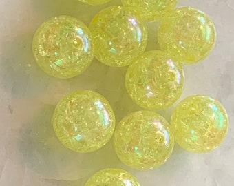 BULK 100 Yellow AB Acrylic Round 8mm Beads BD1078