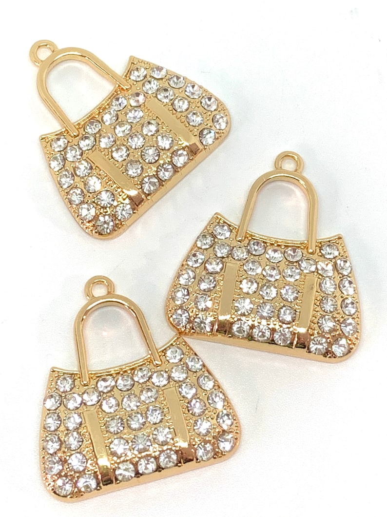3 Mostly Rhinestone Ladies Handbag Charms Purse Charms Etsy