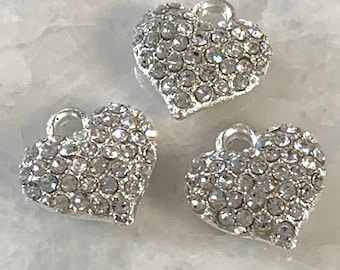5pcs 28x28mm Sliver/ Gold Plated Heart-Shaped Crystal Rhinestone Metal Connector 5pcs 28x28mm Sliver/ Gold Plated Heart-Shaped Crystal Rhinestone Metal Connector