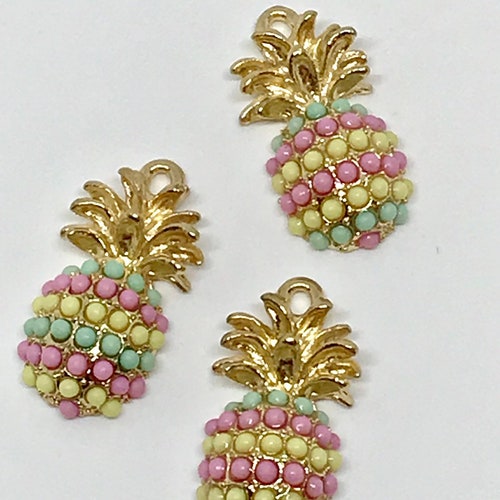 Purple & White Stained Glass Seashell Charms With Gold Etsy