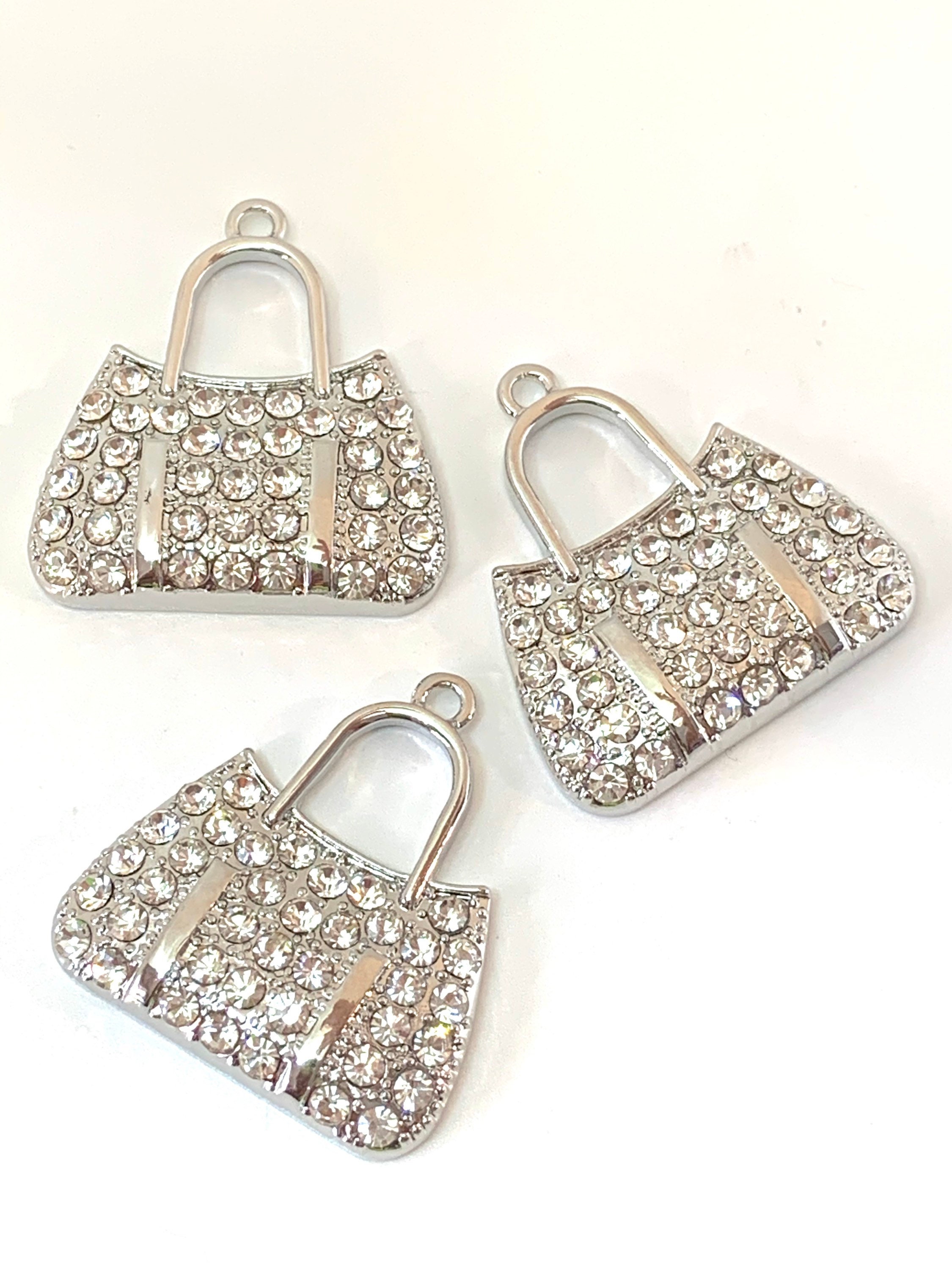 Silver Rhinestone Bag Charm  Bling Keychain – Americano Crystals