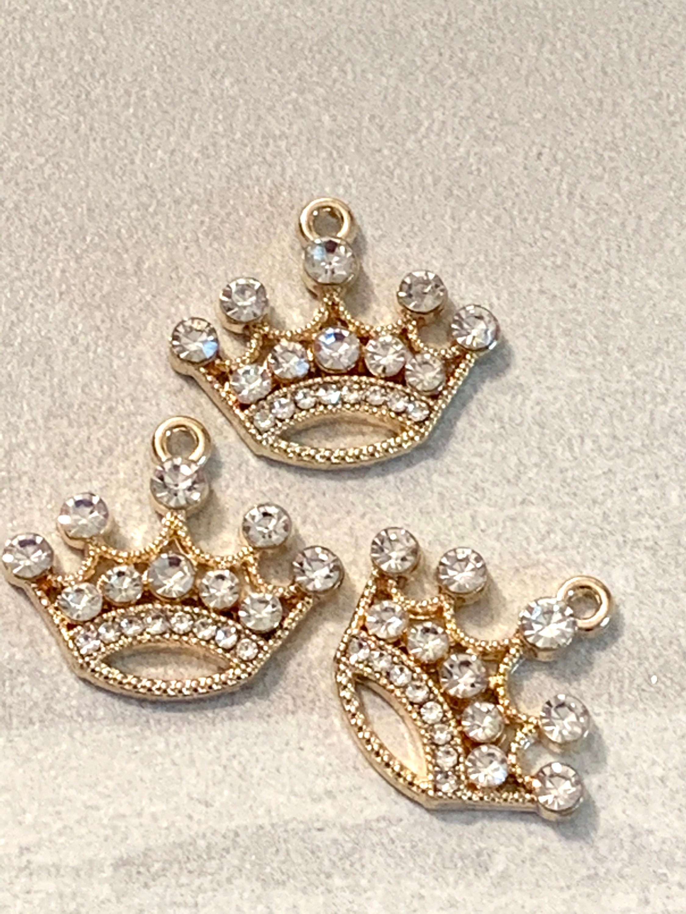 SUNNYCLUE 1 Box 100pcs Crown Charms in Bulk King Charms King Crown Charms for Jewelry Making Crown Cabochons Flatback Crown Charms