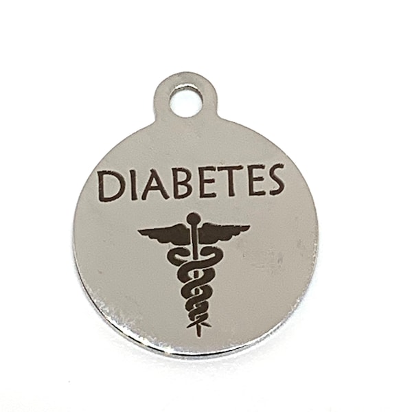 Diabetes Medical ID Round Charm