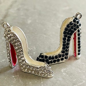 CLEARANCE 1 high heeled shoe charm rhinestones 3D 2 colors image 1