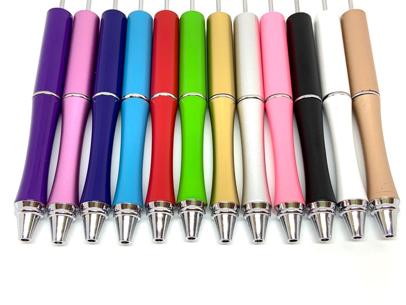 Metal beadable pen blanks add a bead writing instrument pens gift black ink image 5
