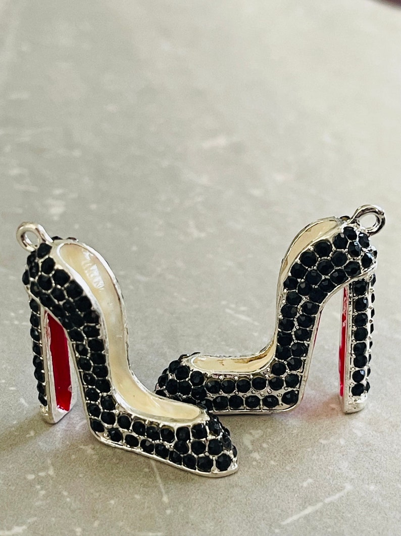 CLEARANCE 1 high heeled shoe charm rhinestones 3D 2 colors image 5