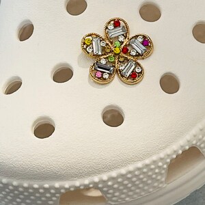 1 rhinestone flower  shoe charm - clog charm - charms for shoes